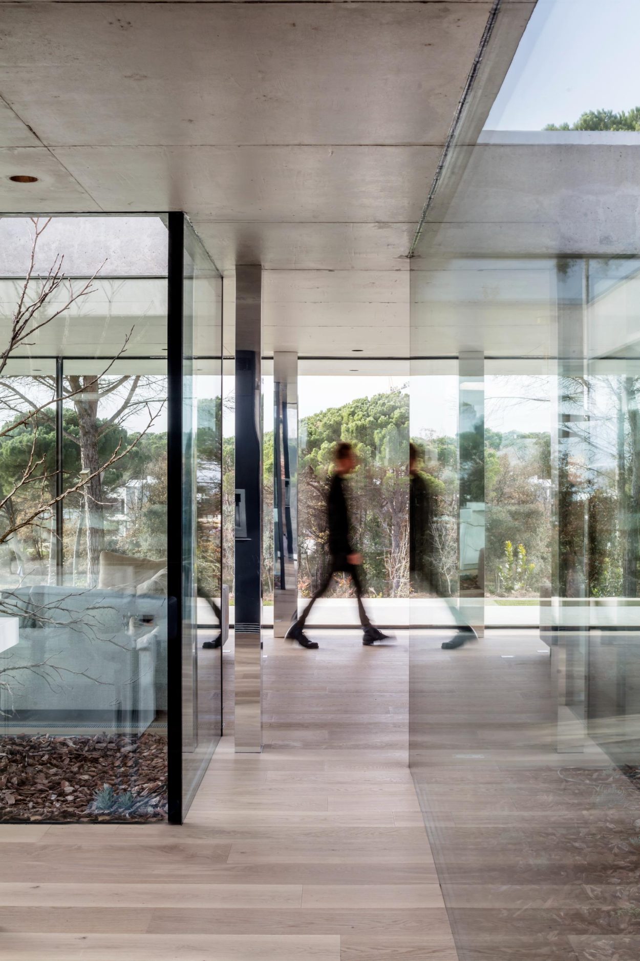 A man walking in the building